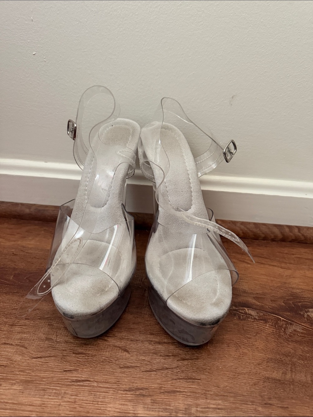 Clear 6” Platform Sandals with Ankle Strap - Transparent